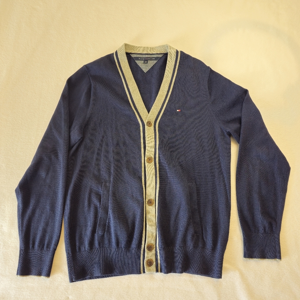 Tommy Hilfiger Men's Navy Cardigan‎ Sweater Size XL